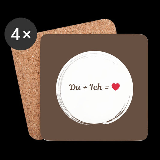 Untersetzer mit Schriftzug „du & ich“, minimalistisches Design für Paare. Als Tischdeko im Wohnbereich