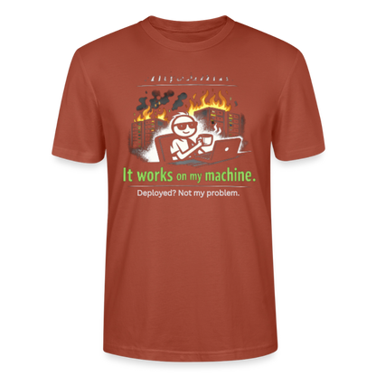 It Works On My Machine T-Shirt – Programmierer Humor Nerd Developer Shirt – Coding Geschenk für IT & Software Entwickler - heritage brown