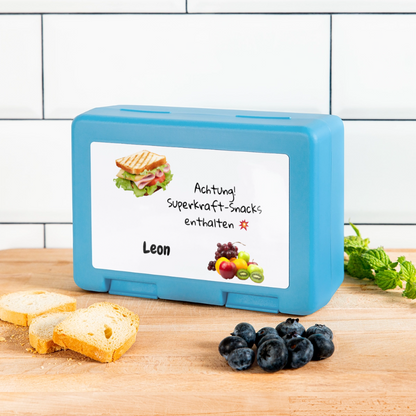 Personalisierte Kinder-Brotdose mit Wunschnamen - sapphire blue