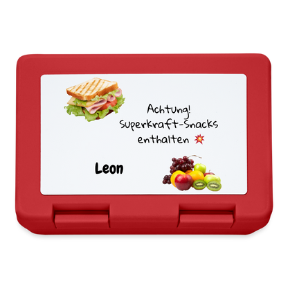 Personalisierte Kinder-Brotdose mit Wunschnamen - red