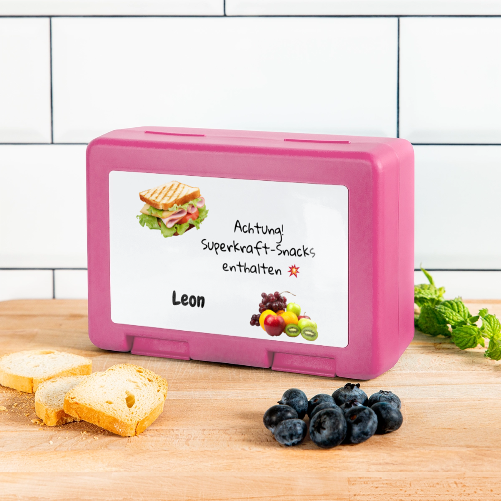 Personalisierte Kinder-Brotdose mit Wunschnamen - pink