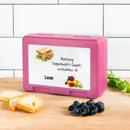 Personalisierte Kinder-Brotdose mit Wunschnamen - pink