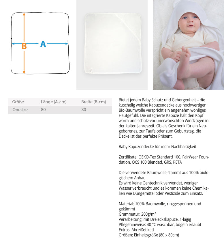 Detailaufnahme der bestickten Babydecke aus Bio-Baumwolle
