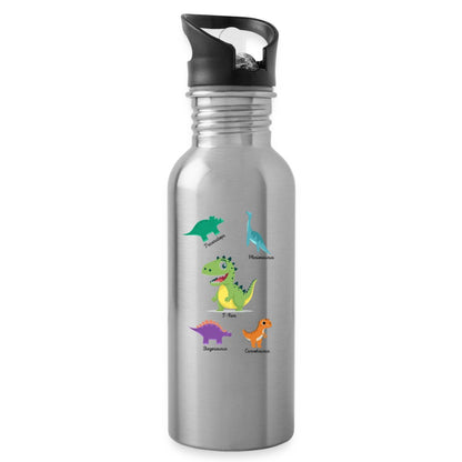 Kinder Trinkflasche mit Dinosaurier Motiv aus Edelstahl 600 ml Frontansicht