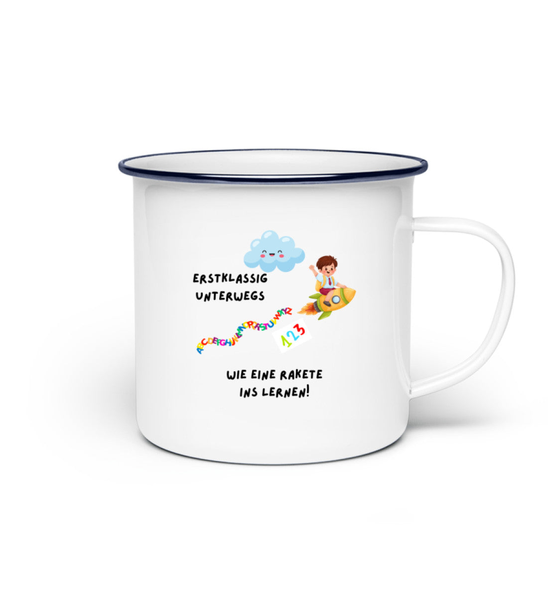 Tasse zur Einschulung für Kinder Lernraketen Motiv Geschenk Schulanfang