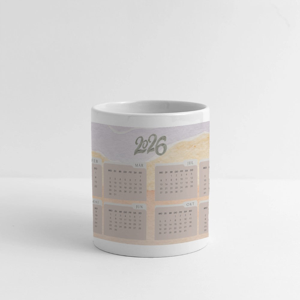 Panorama Becher mit Kalender 2026 für Büro und Alltag
Panorama Tasse mit Kalender 2026 als Schreibtisch-Accessoire