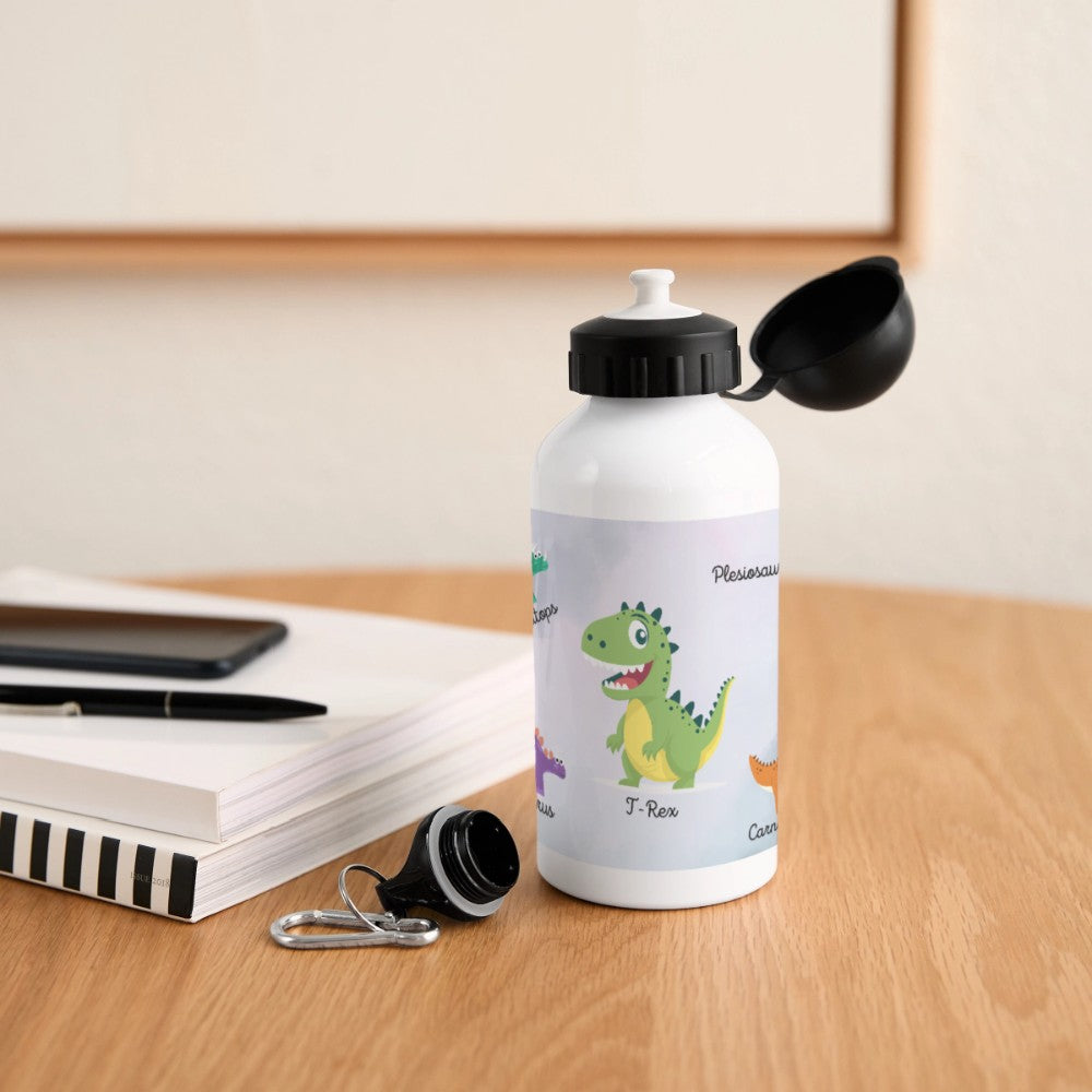 Kinder Trinkflasche mit Dino Design 500 ml aus Aluminium in Frontansicht