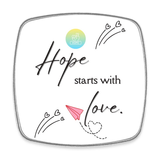 Kühlschrankmagnet mit Spruch Hope starts with love – inspirierende Botschaft