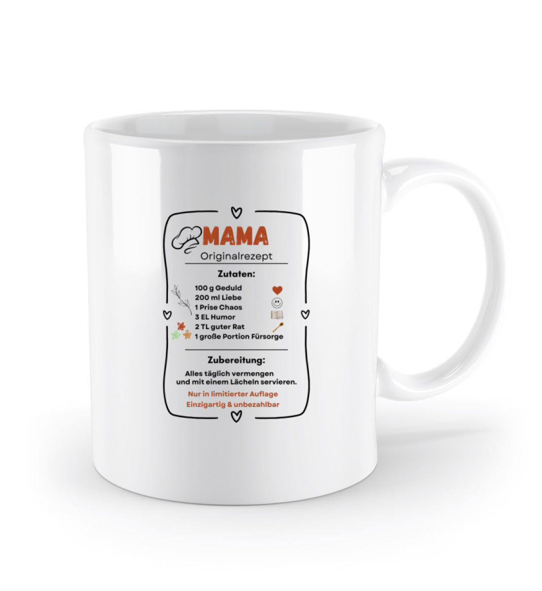 Mama Originalrezept Kaffeebecher mit Spruch – lustige Tasse für Mama