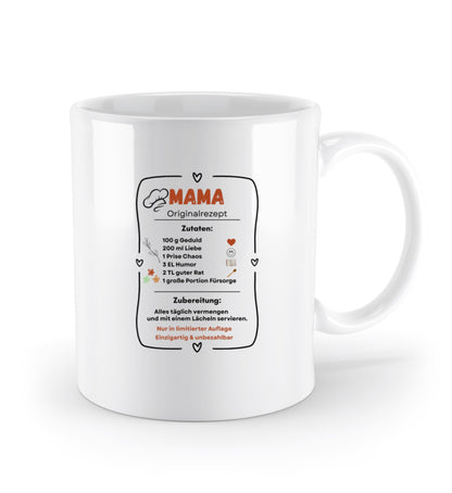Mama Originalrezept Kaffeebecher mit Spruch – lustige Tasse für Mama