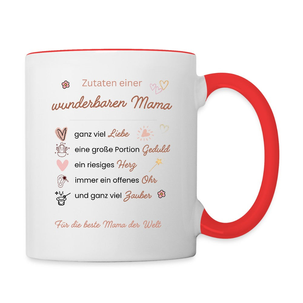 Mama genießt Tee aus Tasse Zutaten einer wunderbaren Mama