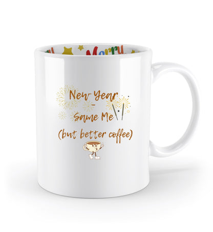 Moderne Kaffeetasse mit Neujahrsspruch, perfektes Geschenk zum Jahreswechsel