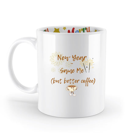 Moderne Kaffeetasse mit Neujahrsspruch, perfektes Geschenk zum Jahreswechsel