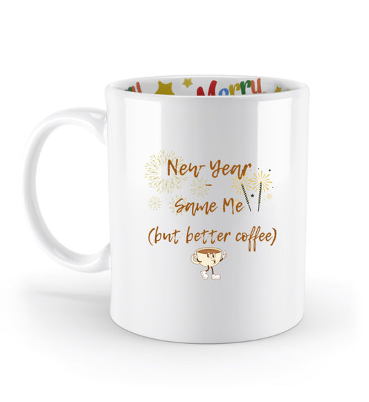 Moderne Kaffeetasse mit Neujahrsspruch, perfektes Geschenk zum Jahreswechsel