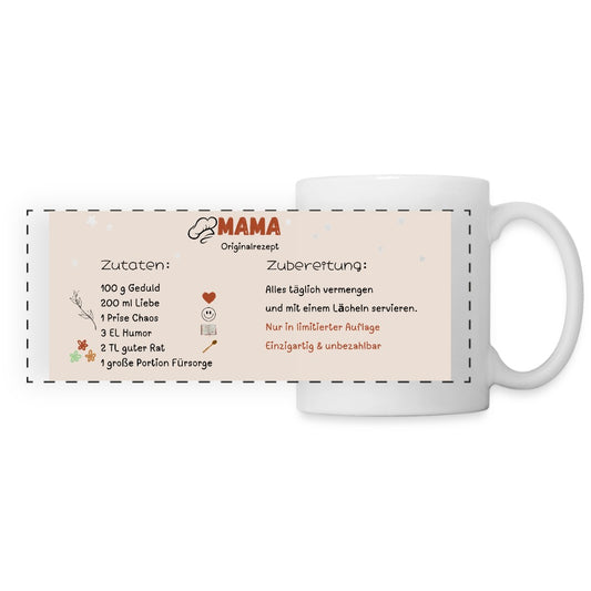 Detailansicht der Mama Tasse mit Originalrezept Design im Panorama Druck