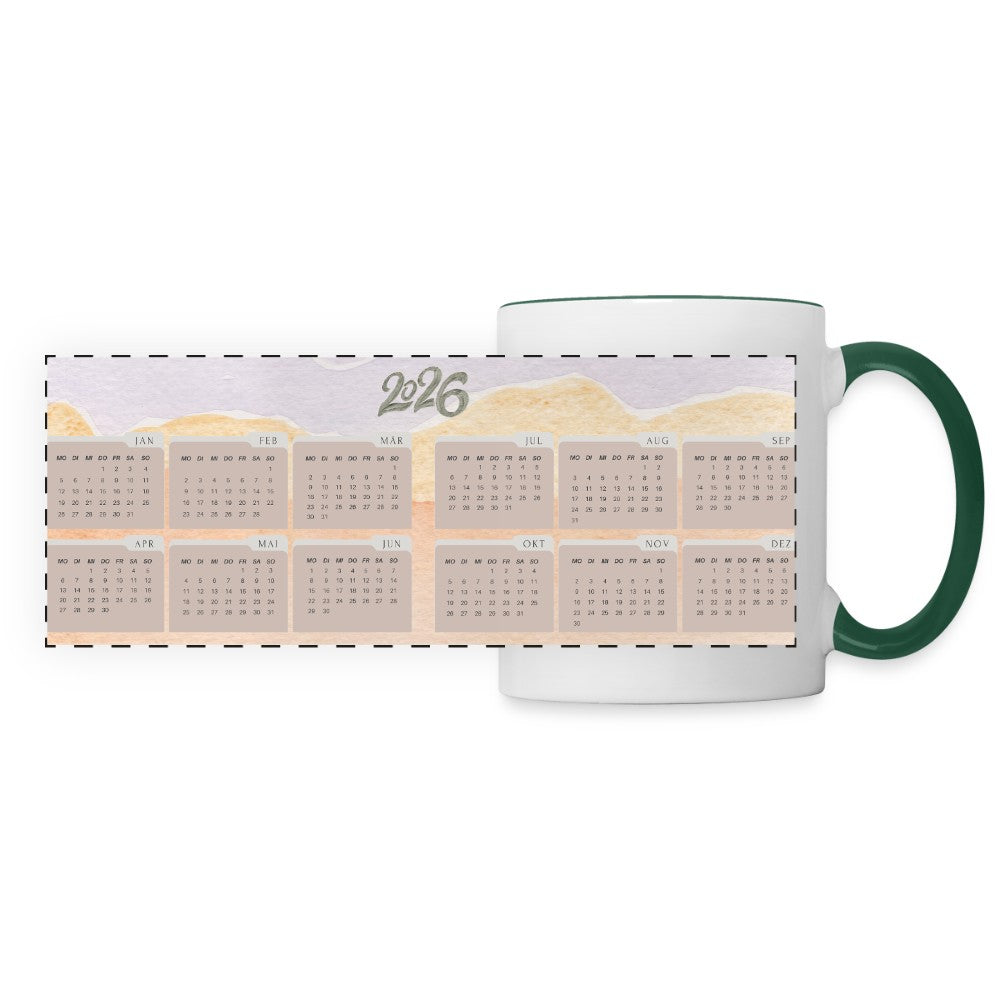 Panorama Kaffeetasse aus Keramik mit Kalender 2026