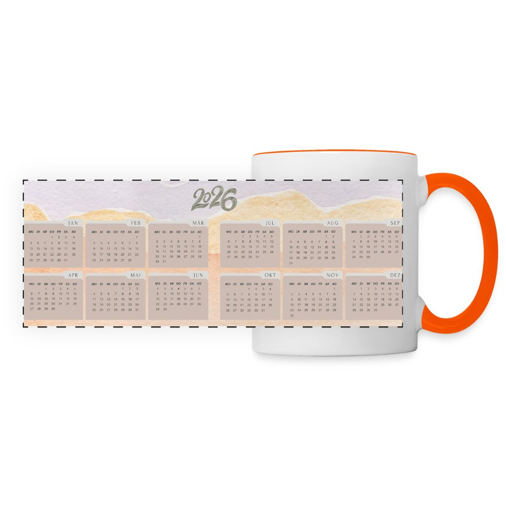 Tasse mit Rundum-Druck und integriertem Kalender 2026