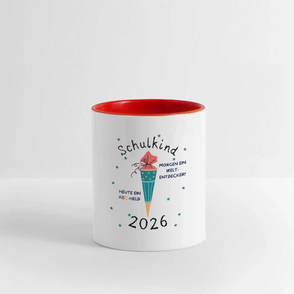 Einschulung Tasse 325ml – ABC-Held heute, Weltentdecker morgen – Geschenk zum Schulanfang