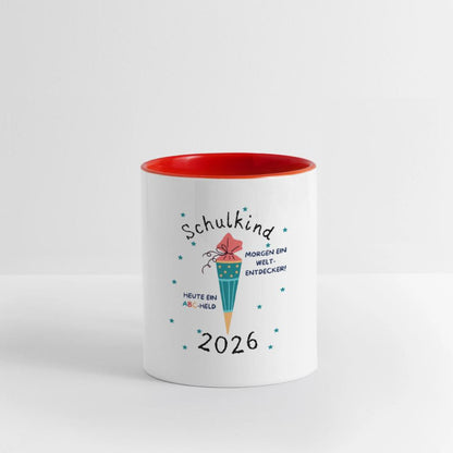 Einschulung Tasse 325ml – ABC-Held heute, Weltentdecker morgen – Geschenk zum Schulanfang