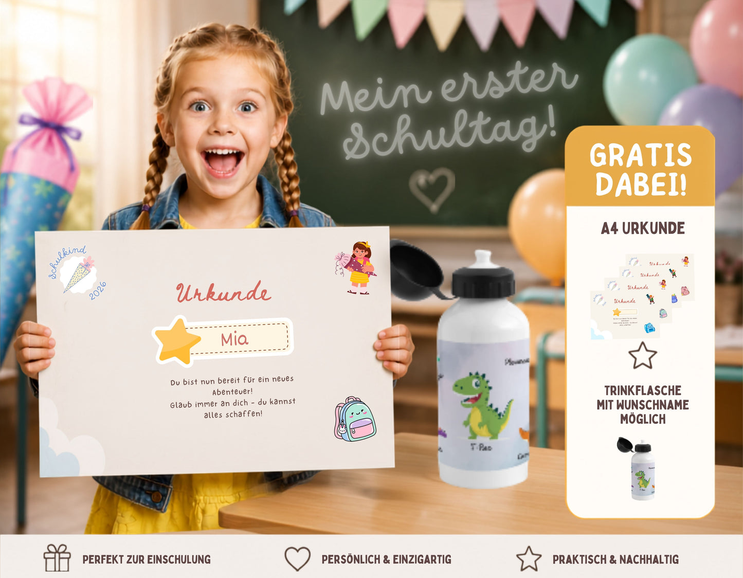 Kunder Trinkflasche inkl. gratis Mutmacher-Urkunde