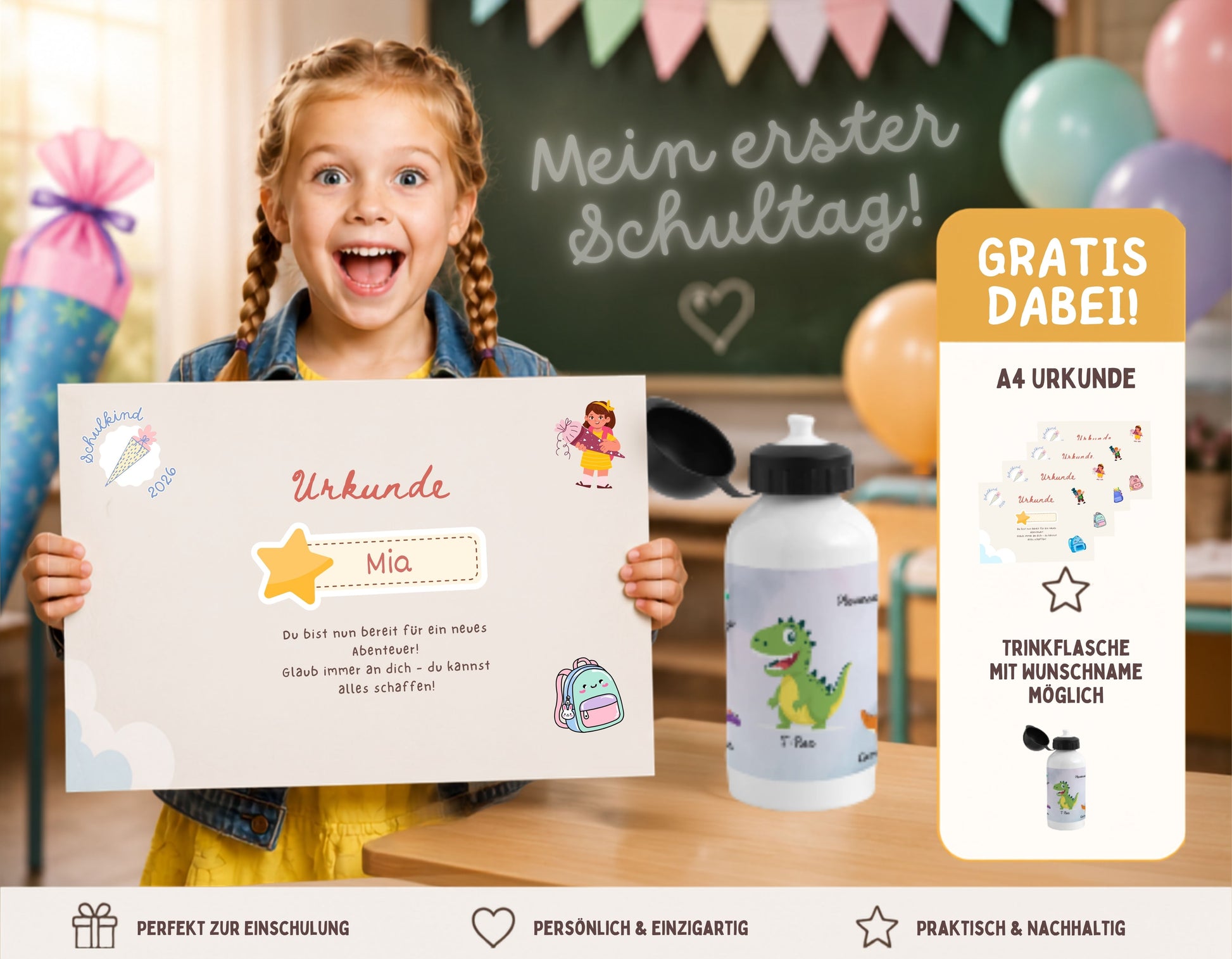 Kunder Trinkflasche inkl. gratis Mutmacher-Urkunde