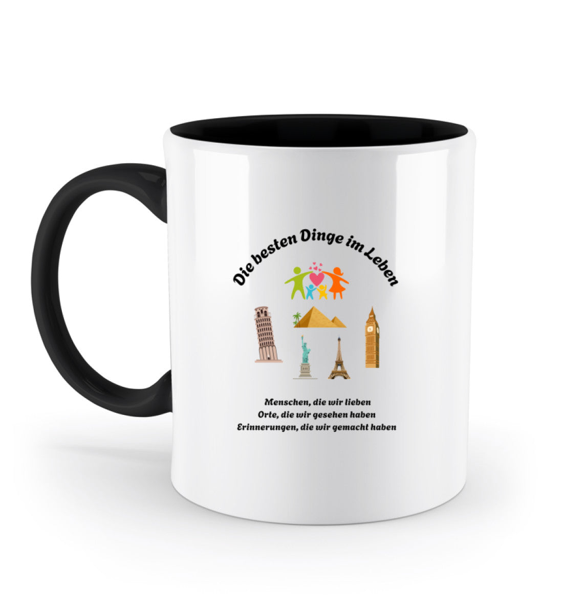 Tasse mit Spruch „Die besten Dinge im Leben sind Menschen, Orte und Erinnerungen
