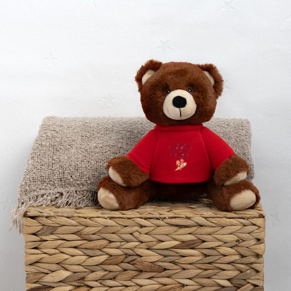Teddy Bär liebevoll verpackt als Geschenk zur Geburt oder Taufe - rot