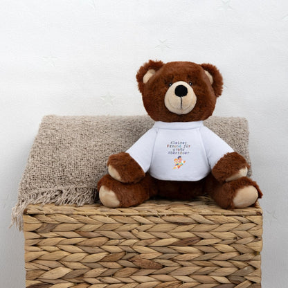 Teddy Bär „Kleiner Freund für große Abenteuer“ als kuscheliges Stofftier für Kinder - weiss