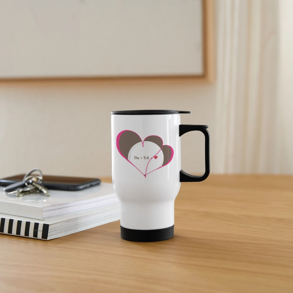 Thermobecher „Du & Ich“ – Edelstahlbecher mit Henkel | 414 ml